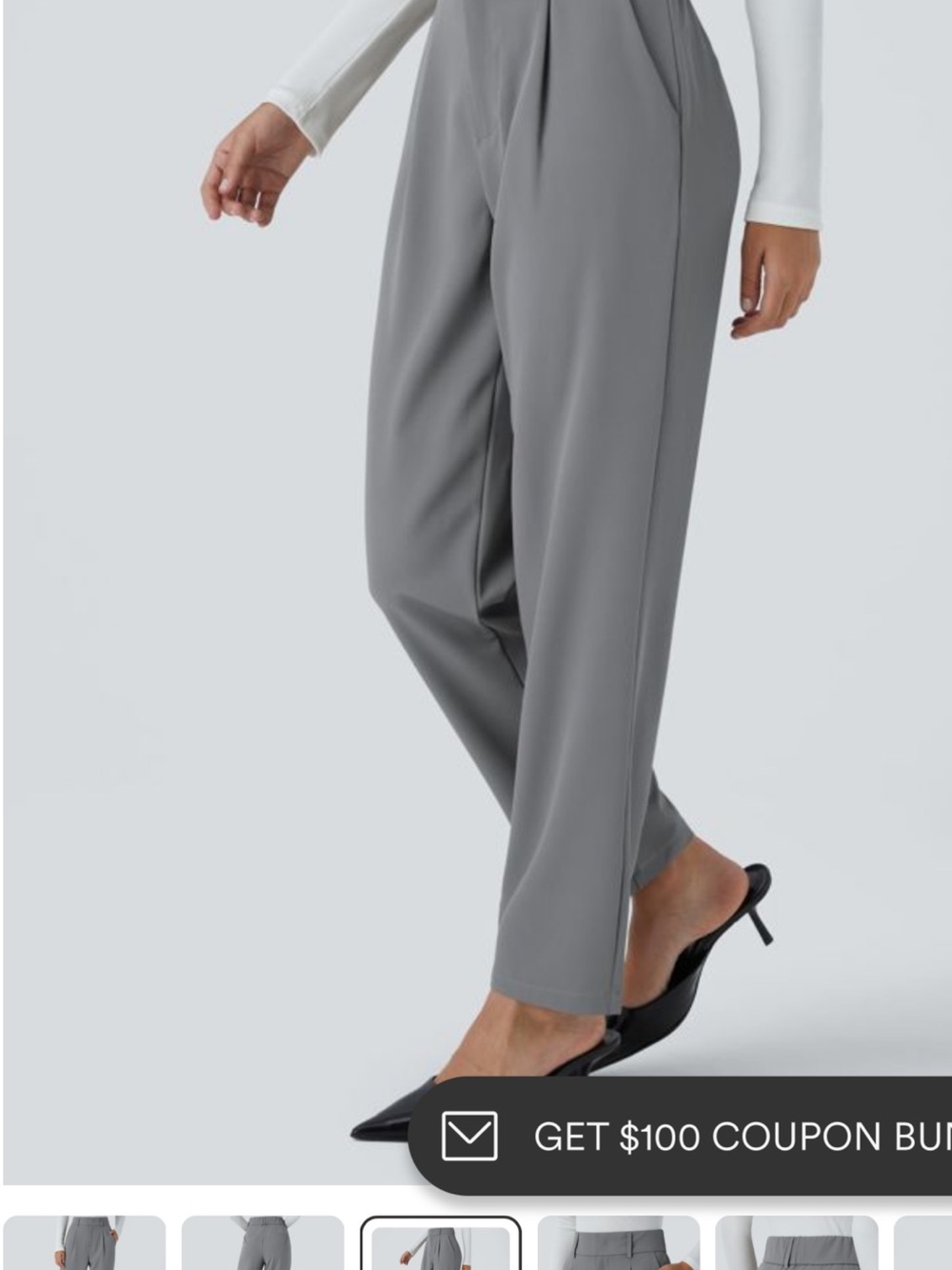 HALARA Women's Gray High-Rise Straight Trousers